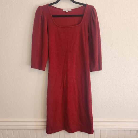 Velvet Torch Women's Size Medium‎ Red Knit 3/4 Sleeve A-line Dress New - Picture 1 of 3